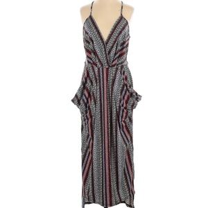 BCBG black/ tribal Small Strap Dress with Pockets and Keyhole back